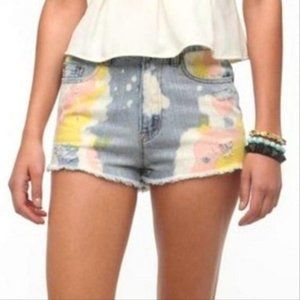BDG High Rise Dree Cheeky Tie Dye Splatter Jean Shorts Size 27